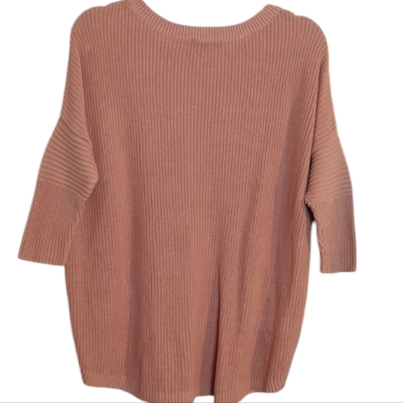 Express Light Mauve High Low Cotton Round Neck Sweater w/ 3/4 Sleeves sz XXS - M - Picture 2 of 5